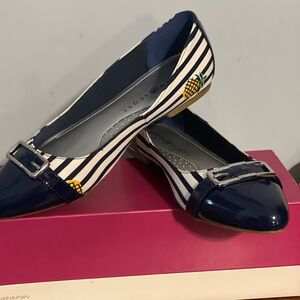 Karen Scott Navy and White Striped Pineapple Ballet Flats, size 8M